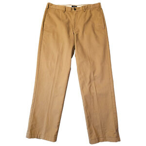 Lands' End Mens Traditional Fit Brown Khakis Chinos Flat Front Pants Size 37X31
